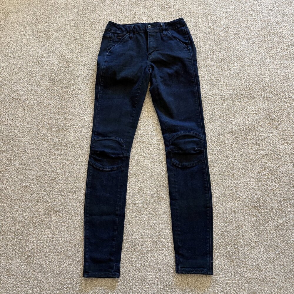 G-Star Biker Jeans 5622 Mid Skinny Womens Blue Denim Stretch Shaping Size 24